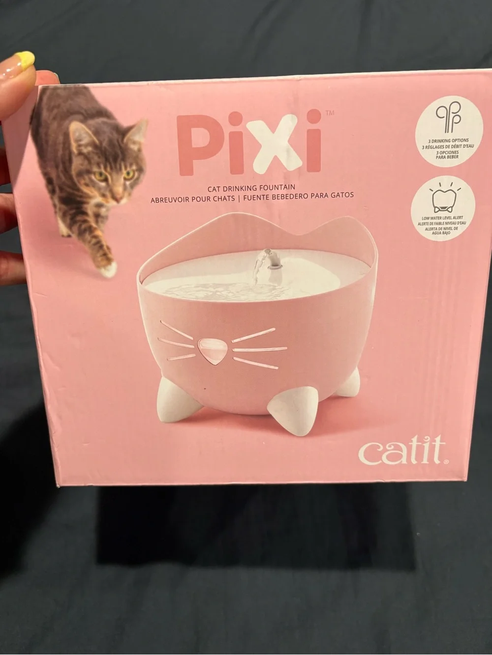 Pixi Pink Catit Cat-Shaped Drinking Fountain - Pink & White